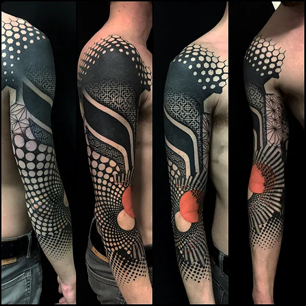 Tatouage Geometrique Couleur Bras Spirale Orange – Le Nouveau Labo Bordeaux